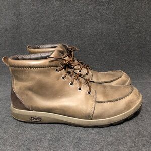 Chaco Mens Brio Ankle Boots Brown Leather Lace Up Moc Toe Size 10.5 READ BELOW